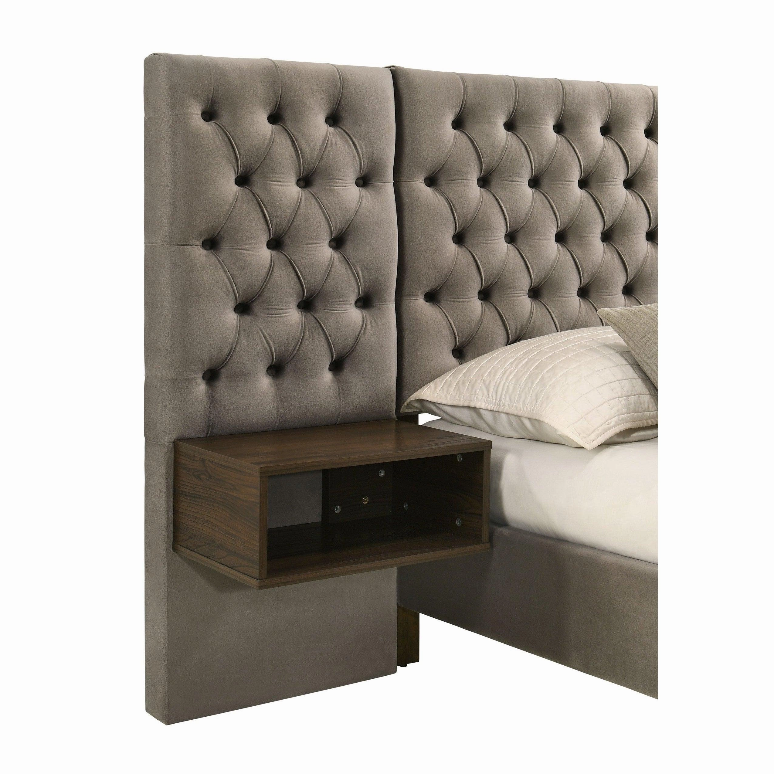 Coaster Marley Upholstered Queen Platform Bed with Headboard Panels Light Brown