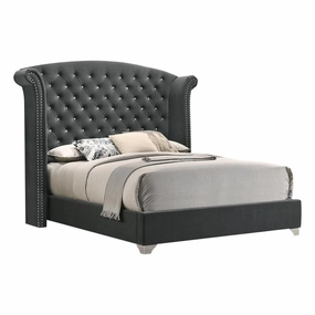 Coaster Melody Eastern King Wingback Upholstered Bed Grey bed frame,bed base,bedroom furniture
