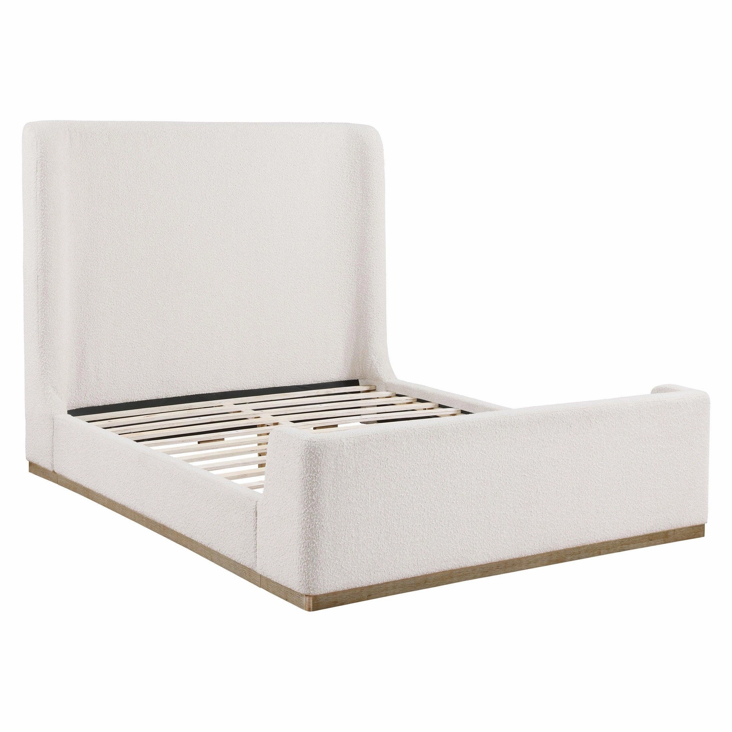 Coaster Nala Upholstered Queen Wingback Platform Sleigh Bed Cream bed frame,bed base,bedroom furniture