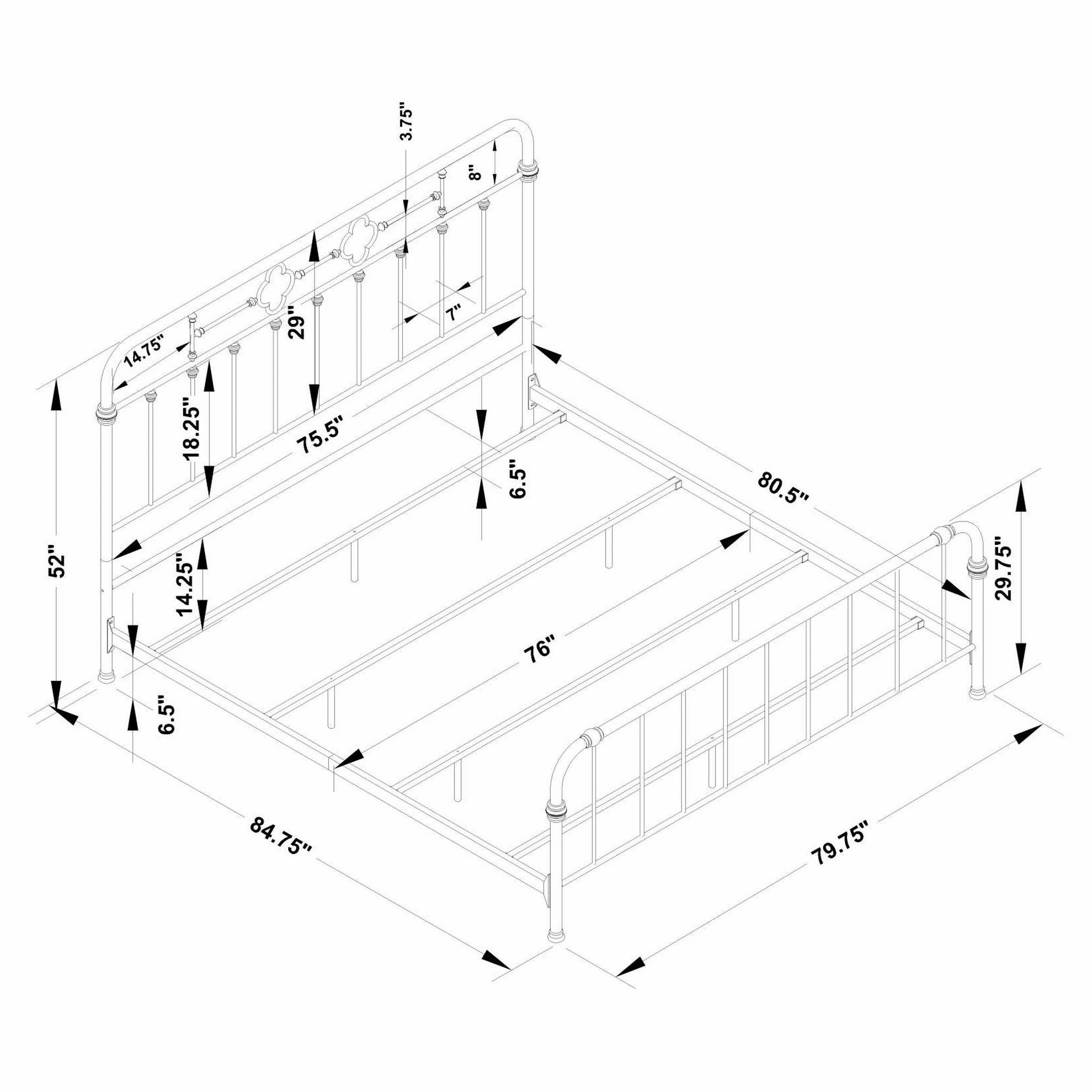 Coaster Packlan Eastern King Metal Panel Bed Matte Black