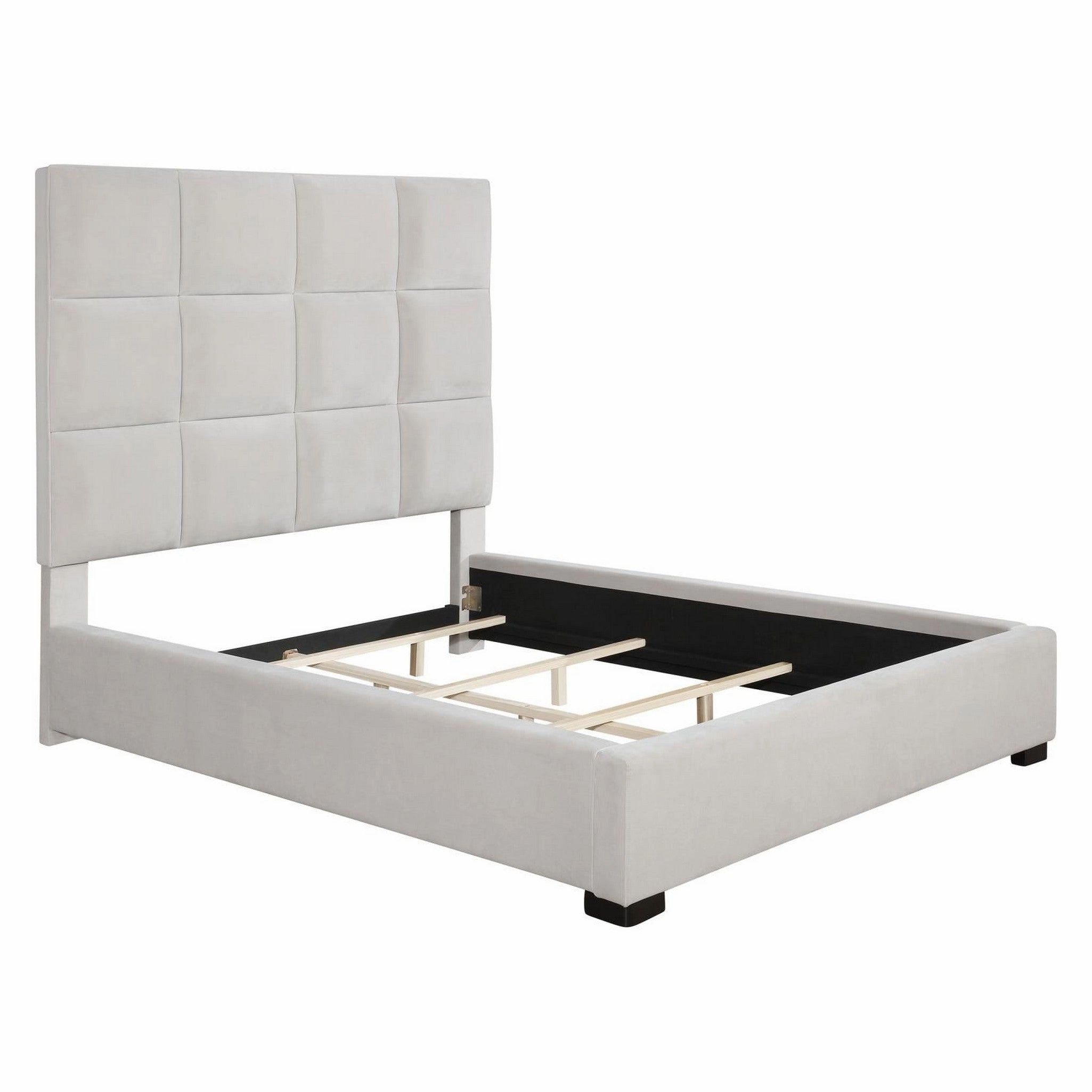 Coaster Panes Eastern King Tufted Upholstered Panel Bed Beige
