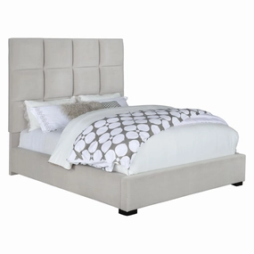 Coaster Panes Eastern King Tufted Upholstered Panel Bed Beige bed frame,bed base,bedroom furniture
