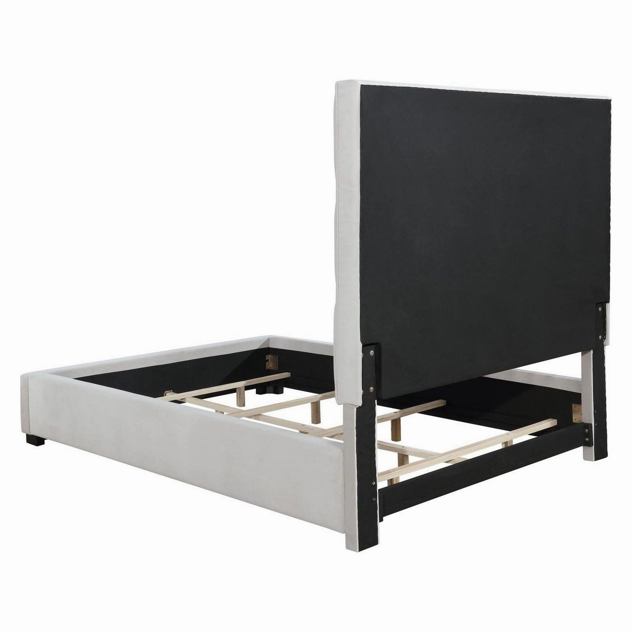 Coaster Panes Queen Tufted Upholstered Panel Bed Beige