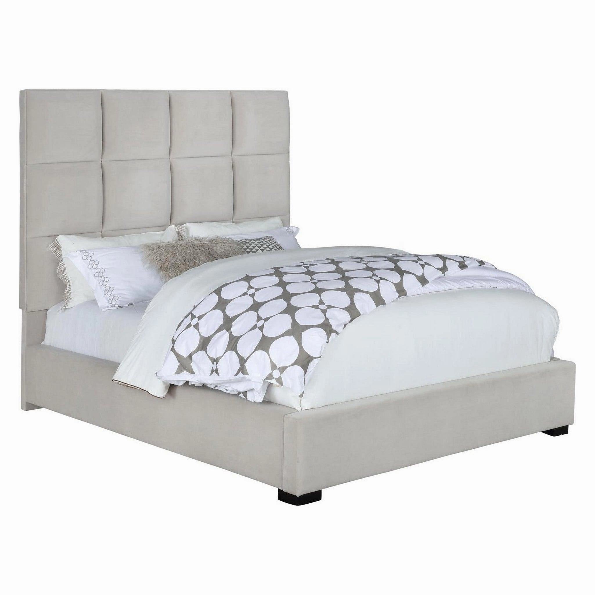 Coaster Panes Queen Tufted Upholstered Panel Bed Beige bed frame,bed base,bedroom furniture