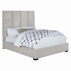 Coaster Panes Queen Tufted Upholstered Panel Bed Beige bed frame,bed base,bedroom furniture