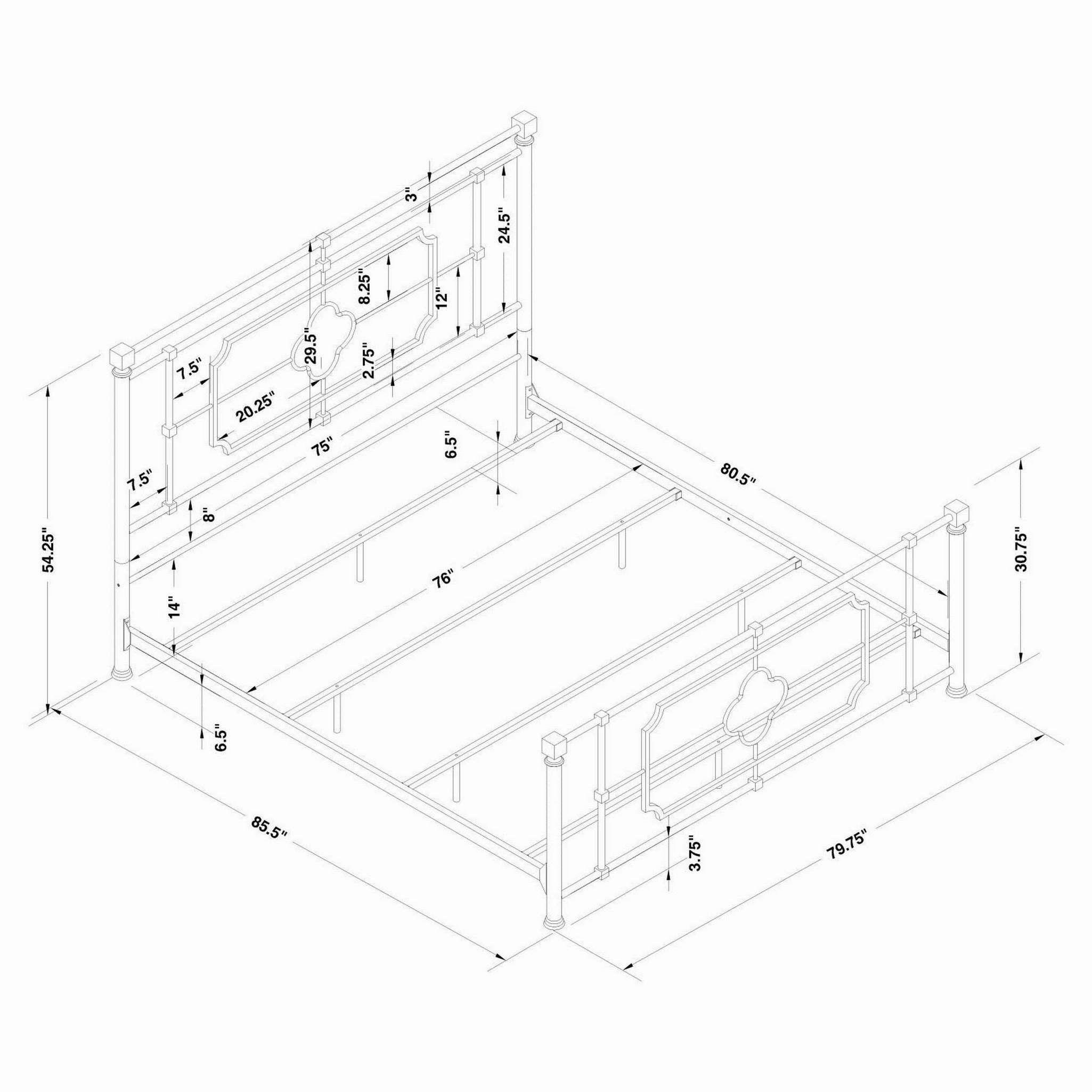 Coaster Paskay Eastern King Metal Panel Bed Matte Black