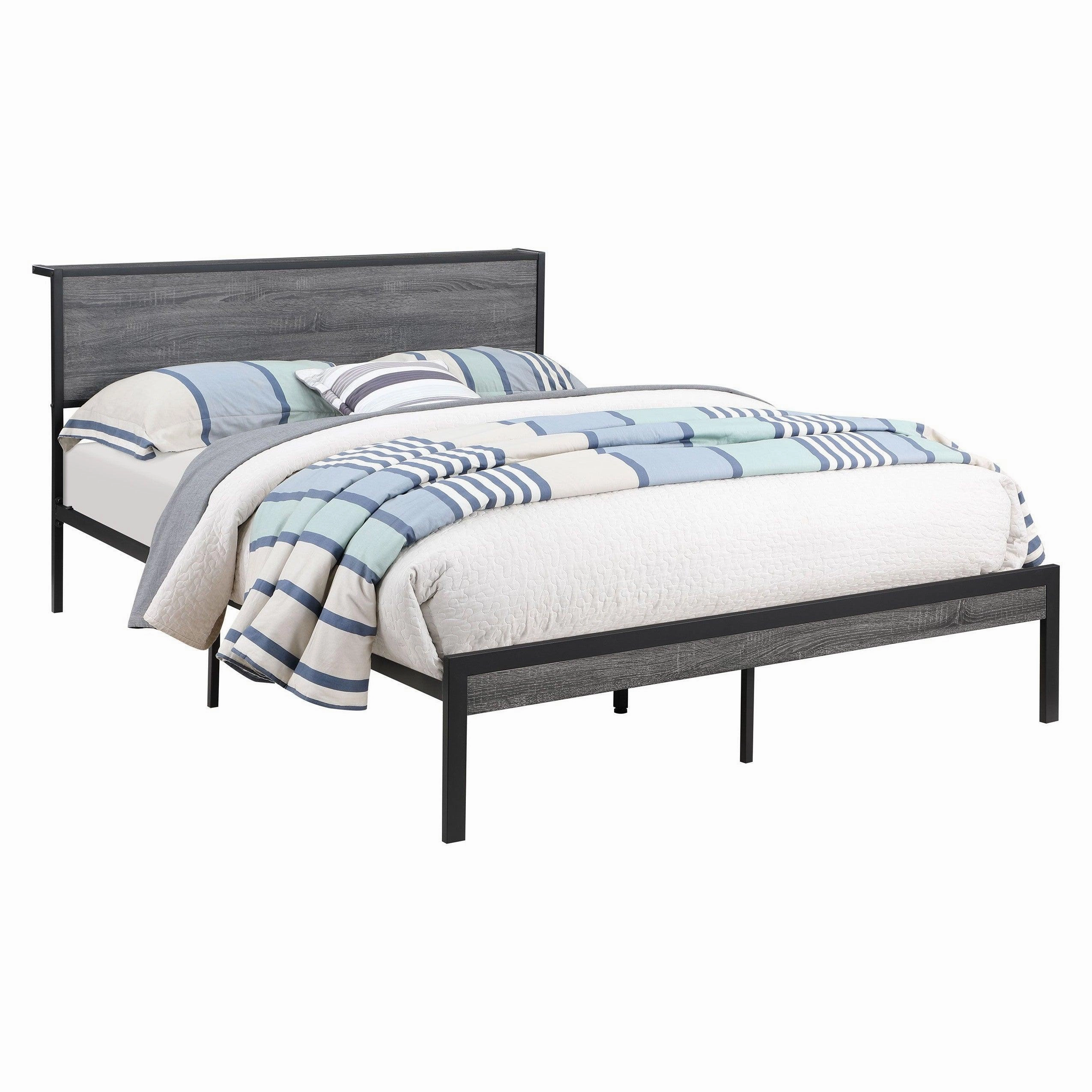 Coaster Ricky Queen Platform Bed Grey and Black