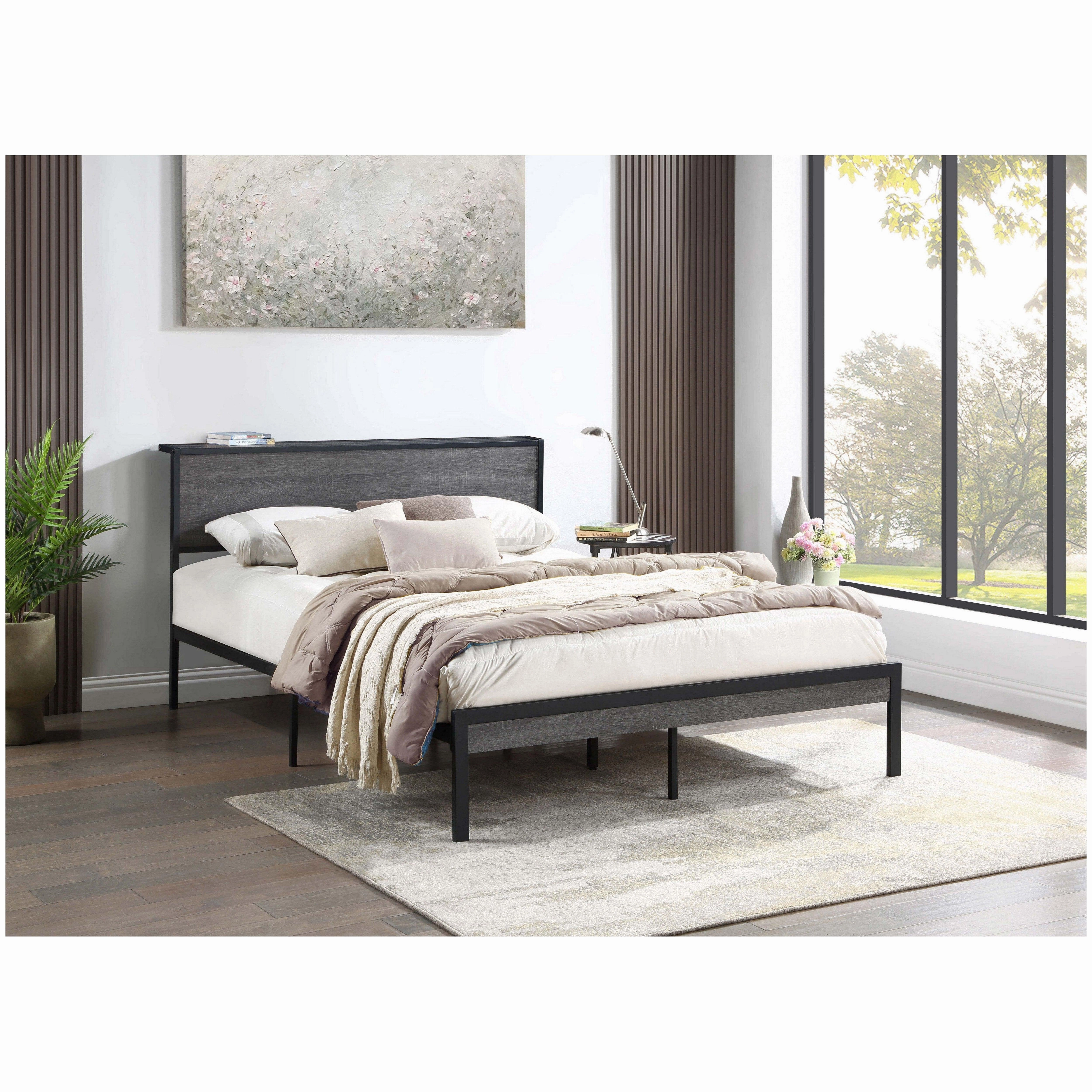 Coaster Ricky Queen Platform Bed Grey and Black