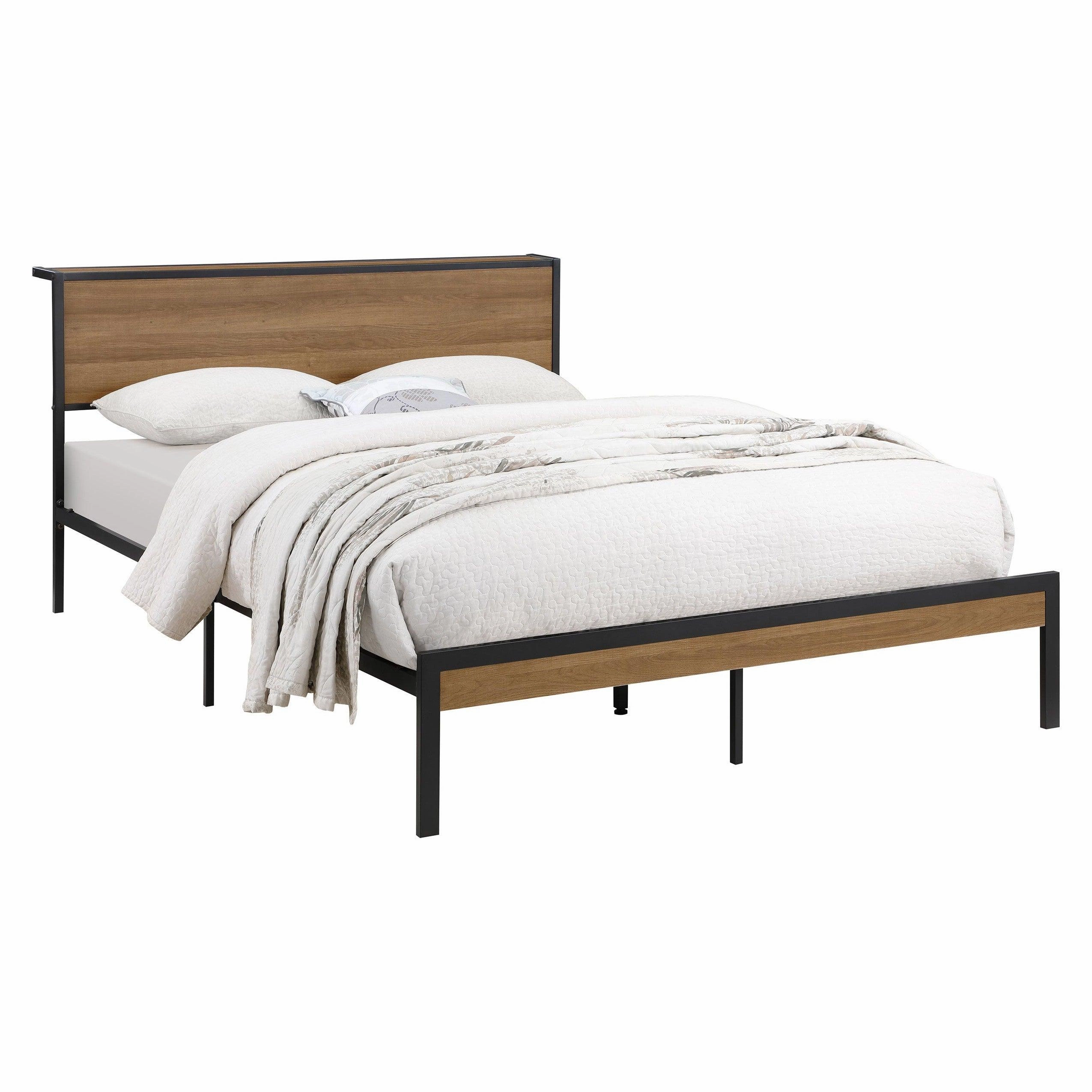 Coaster Ricky Queen Platform Bed Light Oak and Black