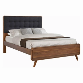 Coaster Robyn Eastern King Bed With Upholstered Headboard Dark Walnut bed frame,bed base,bedroom furniture