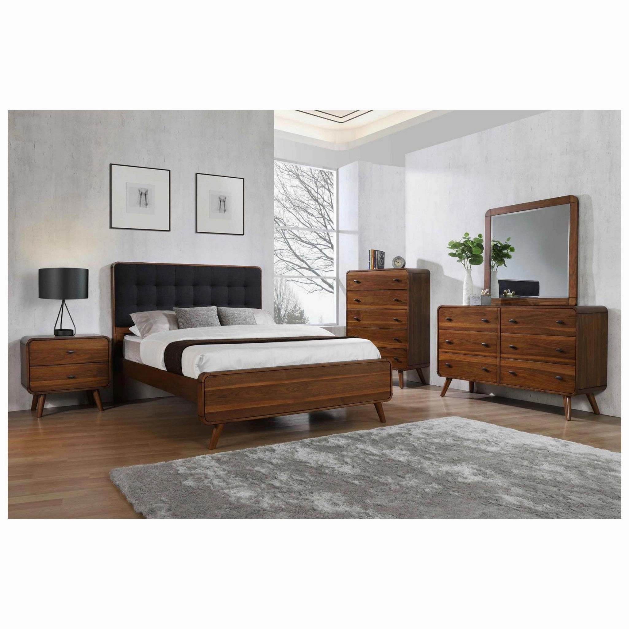 Coaster Robyn Eastern King Bed With Upholstered Headboard Dark Walnut