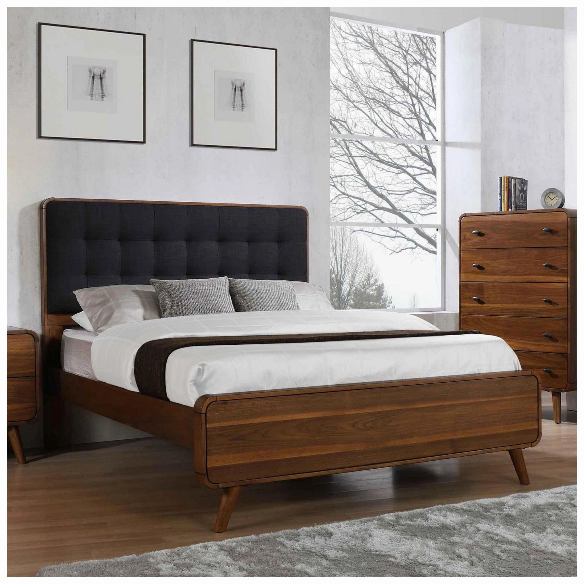 Coaster Robyn Eastern King Bed With Upholstered Headboard Dark Walnut
