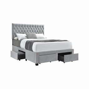 Coaster Soledad Eastern King 4-Drawer Button Tufted Storage Bed Beige bed frame,bed base,bedroom furniture