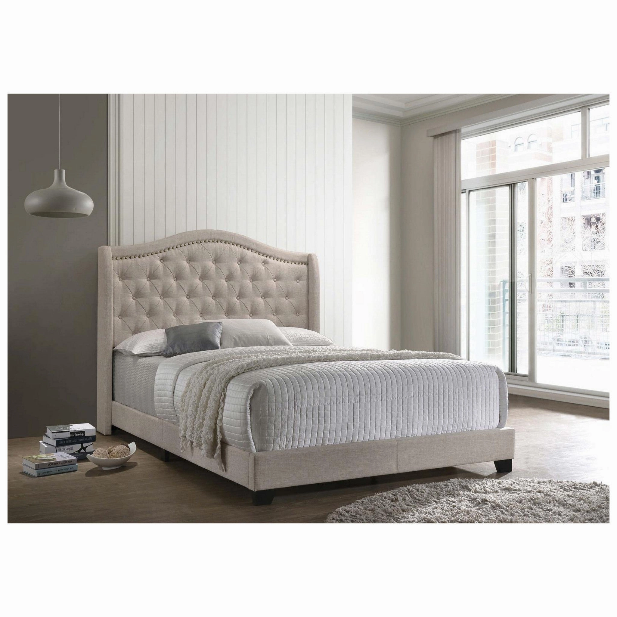 Coaster Sonoma Camel Back Queen Bed Beige