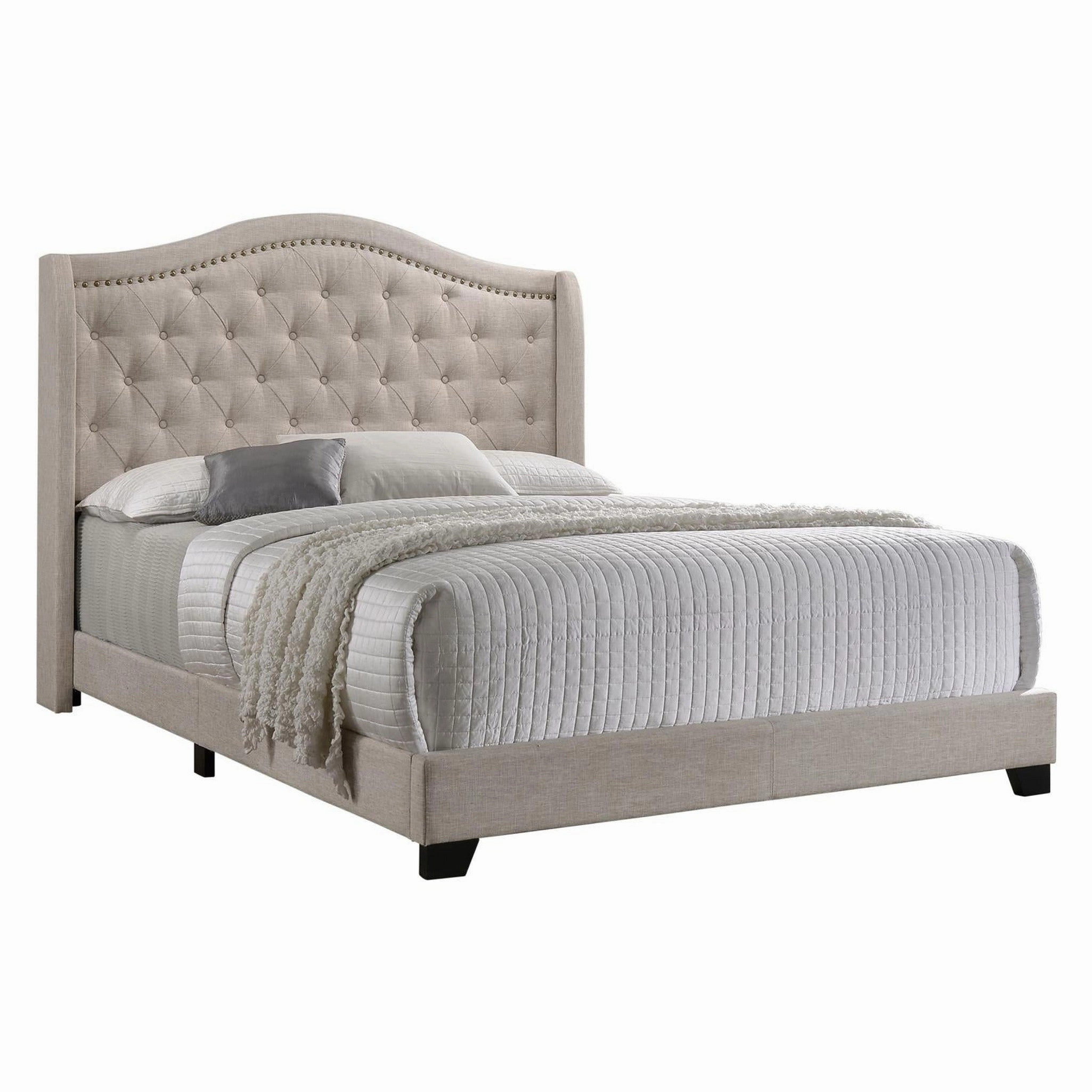 Coaster Sonoma Camel Back Queen Bed Beige