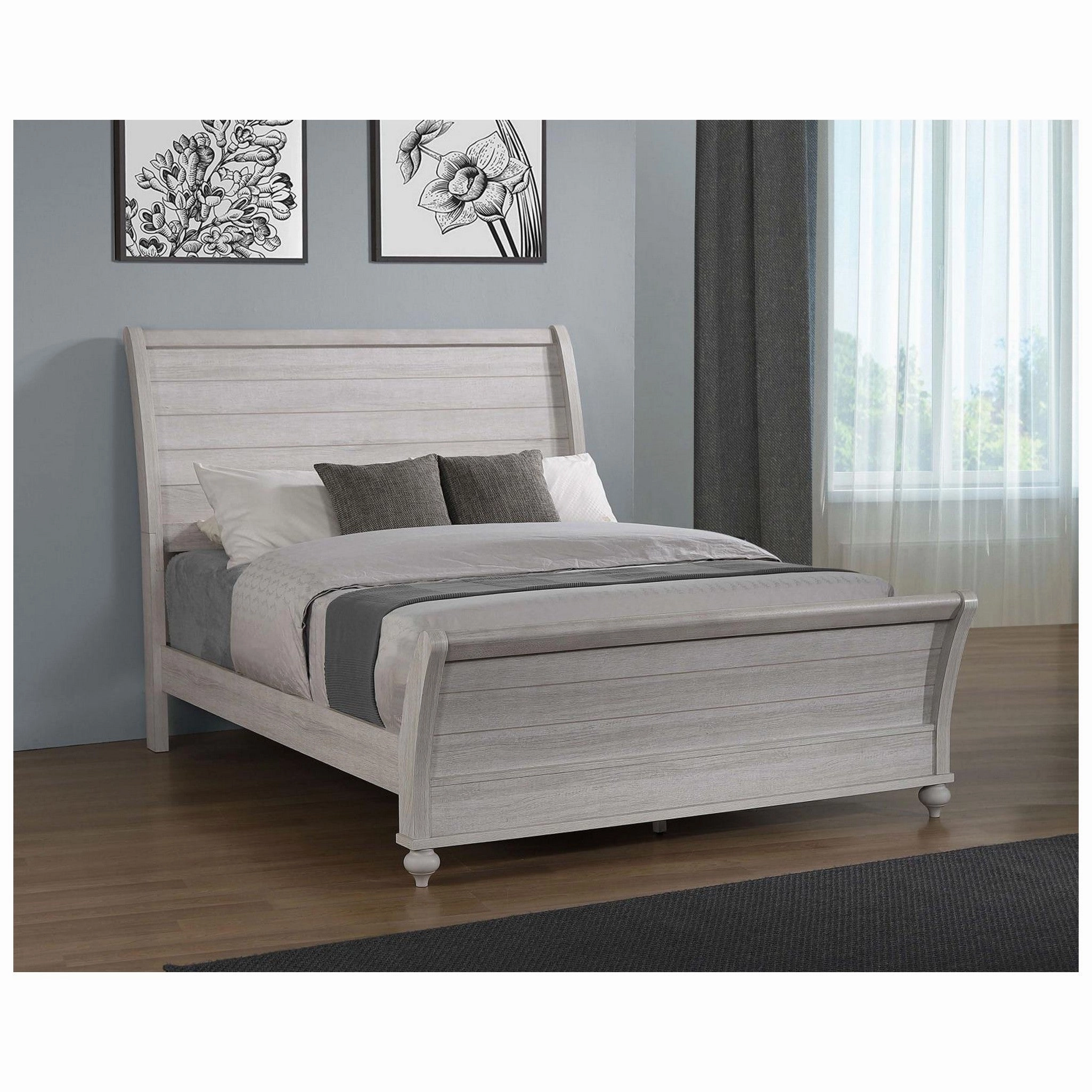 Coaster Stillwood Queen Sleigh Panel Bed Vintage Linen