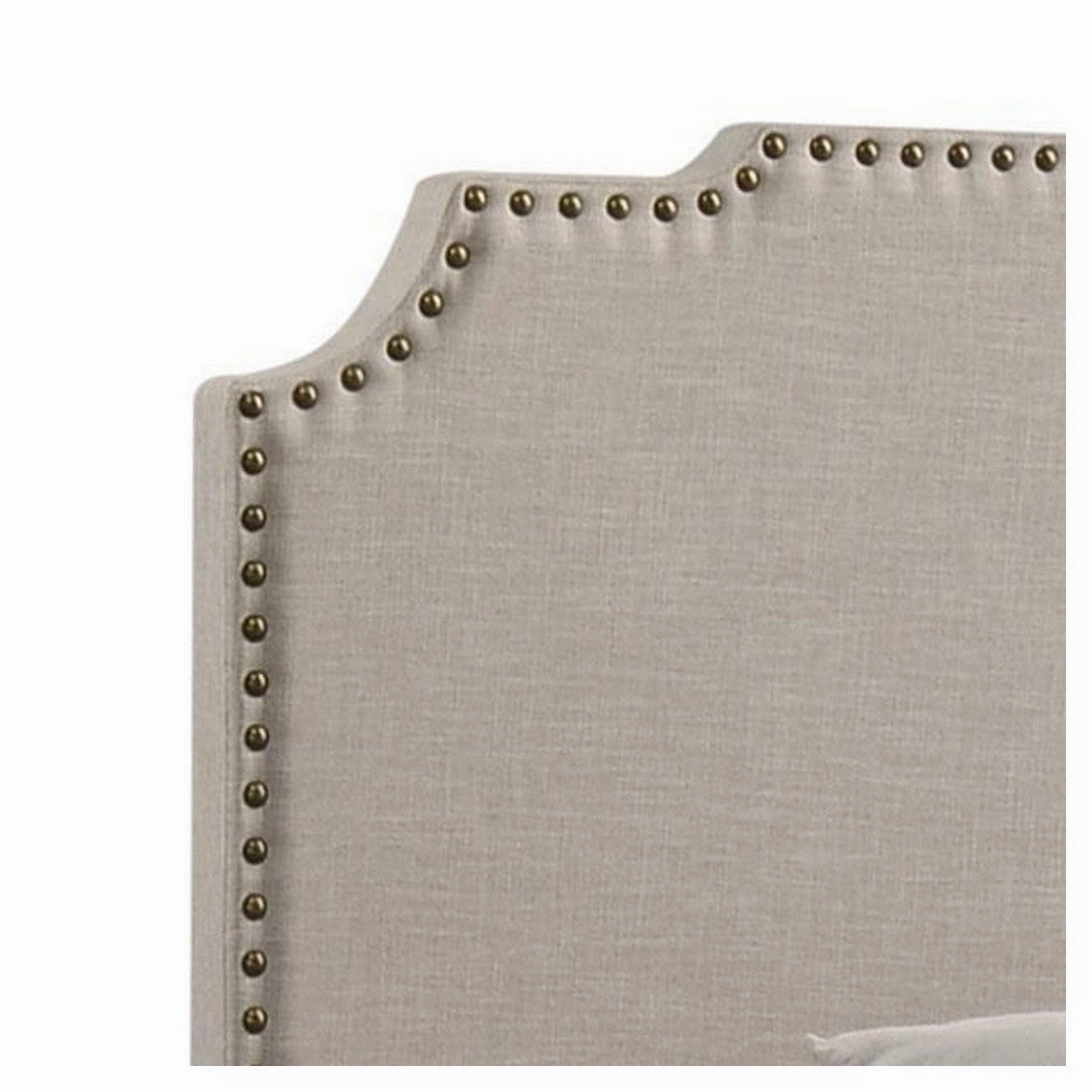 Coaster Tamarac Upholstered Nailhead Queen Bed Beige