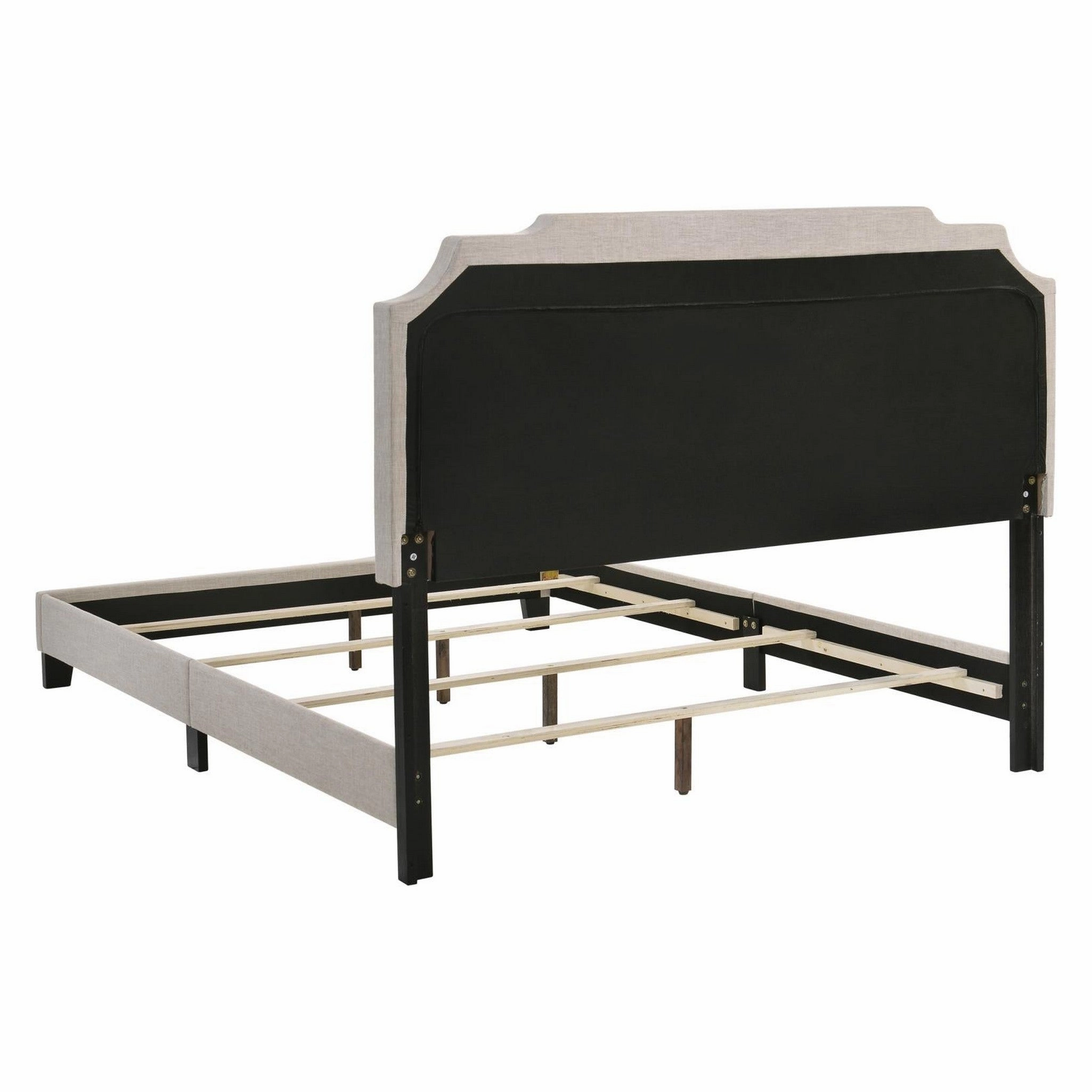 Coaster Tamarac Upholstered Nailhead Queen Bed Beige
