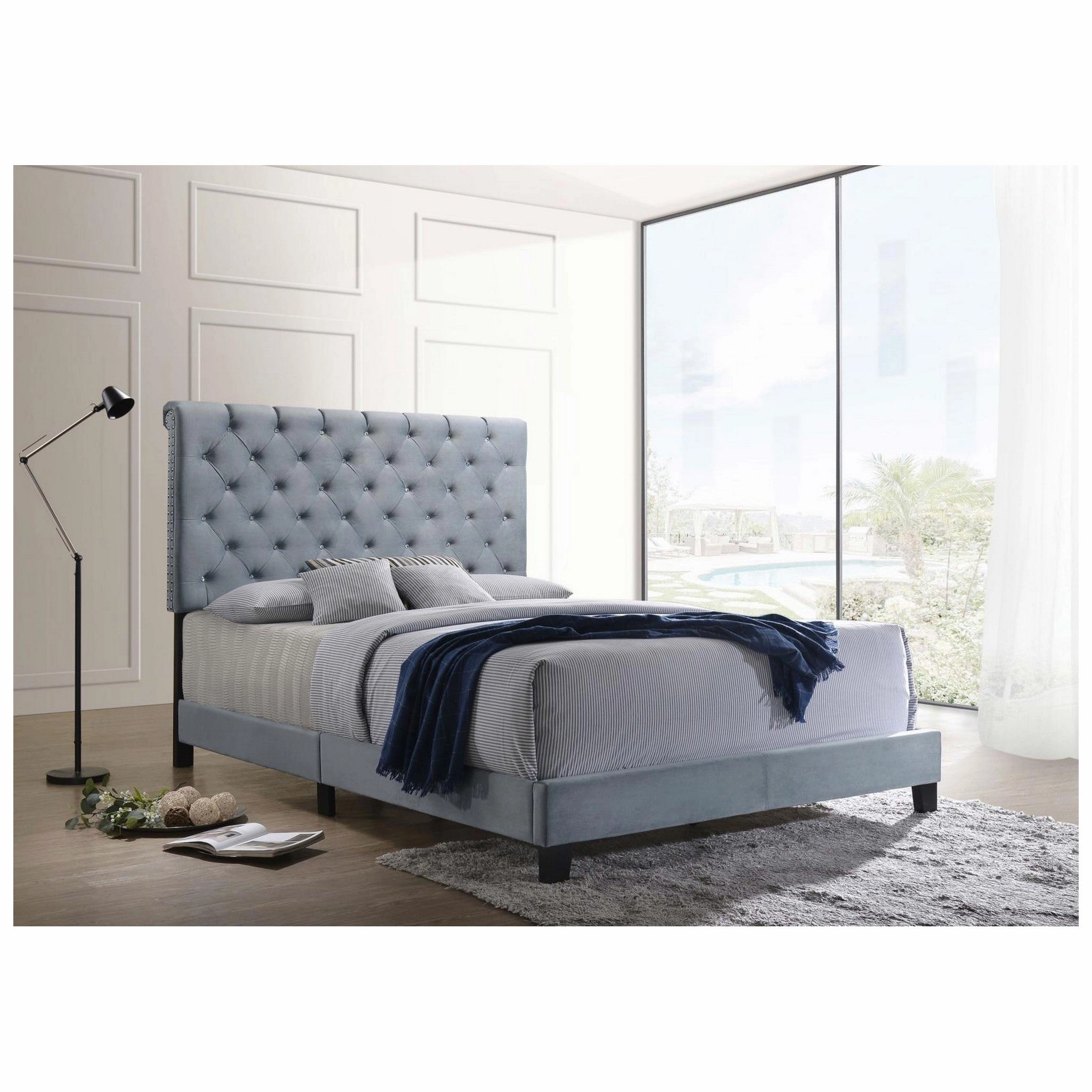 Coaster Warner Eastern King Upholstered Bed Slate Blue