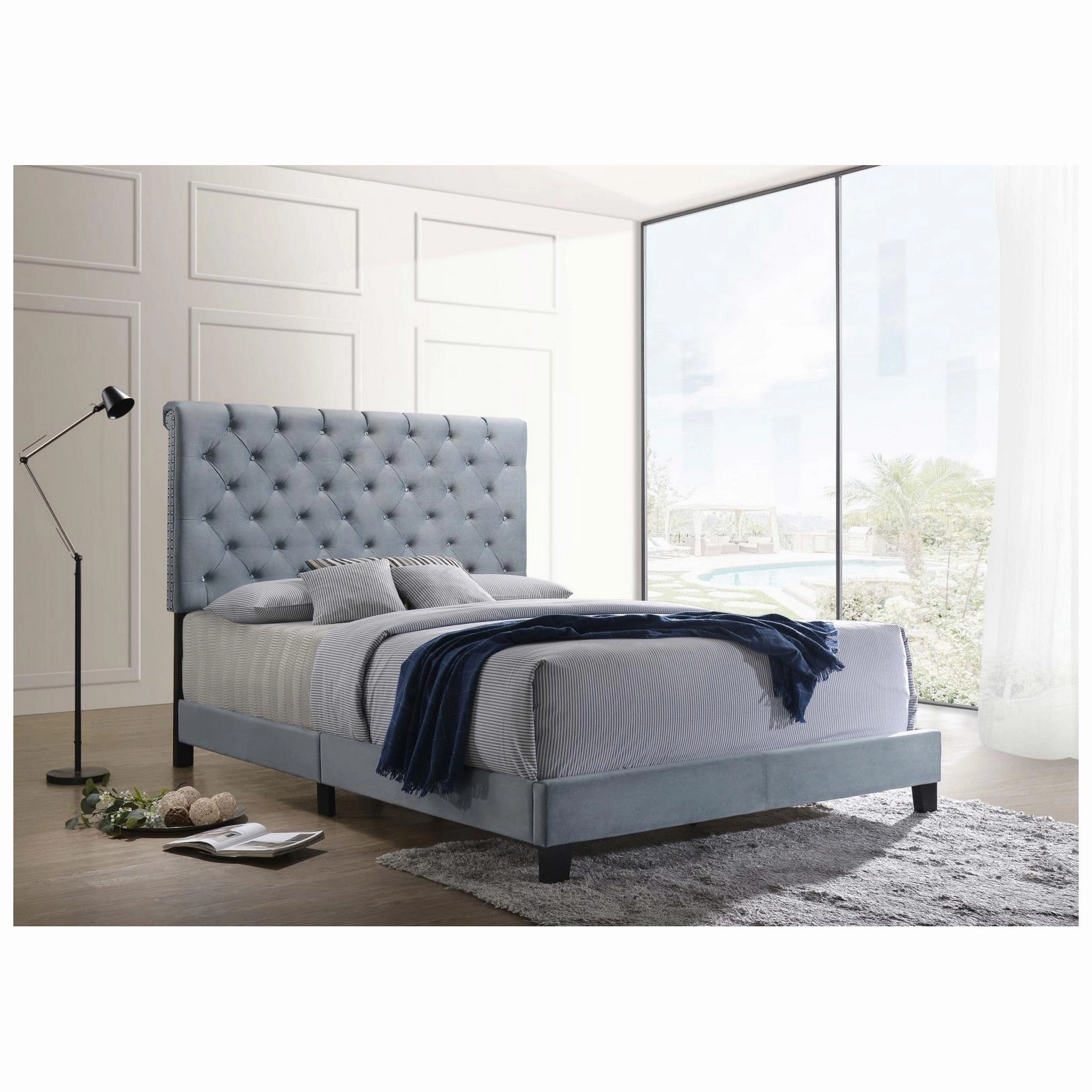 Coaster Warner Queen Upholstered Bed Slate Blue