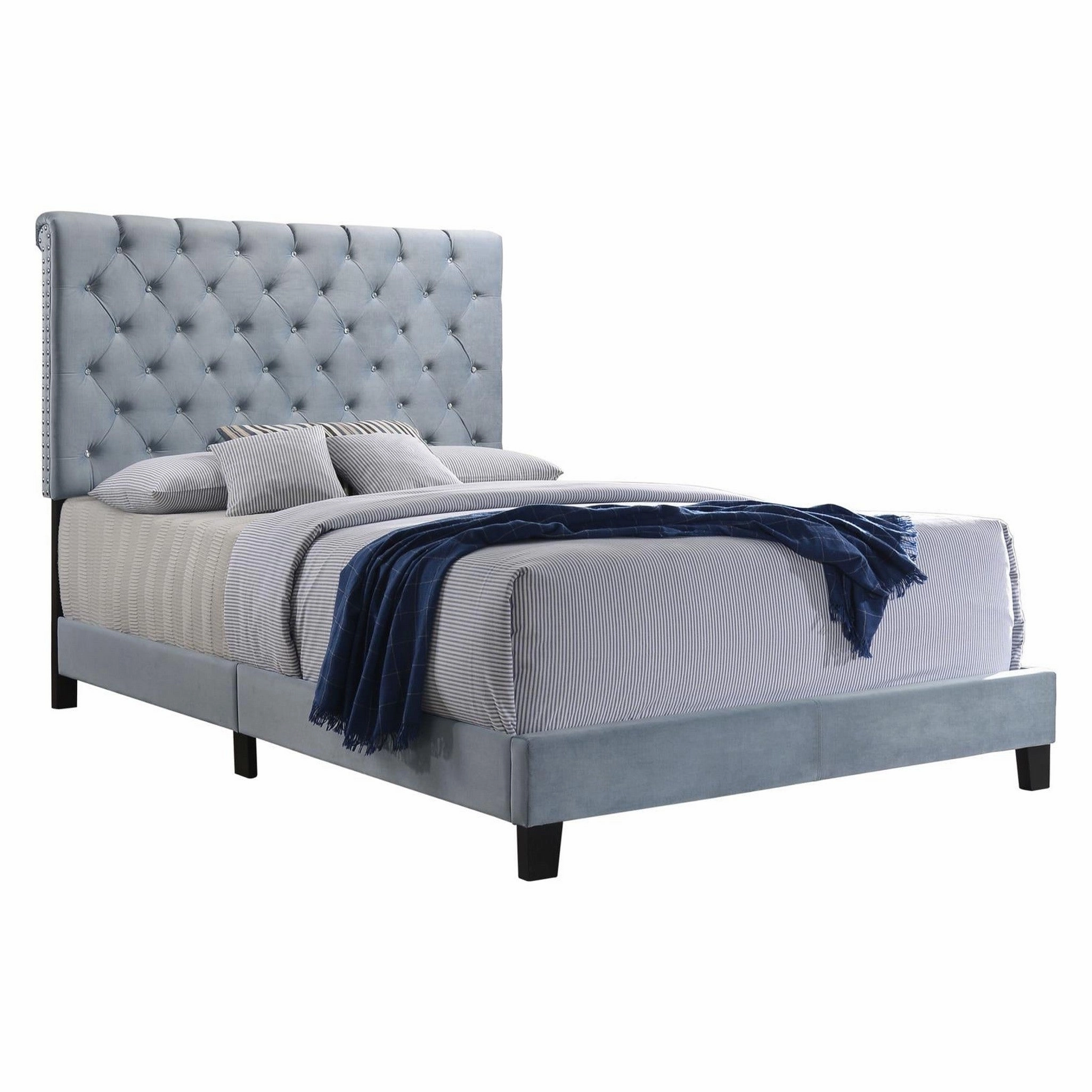 Coaster Warner Queen Upholstered Bed Slate Blue