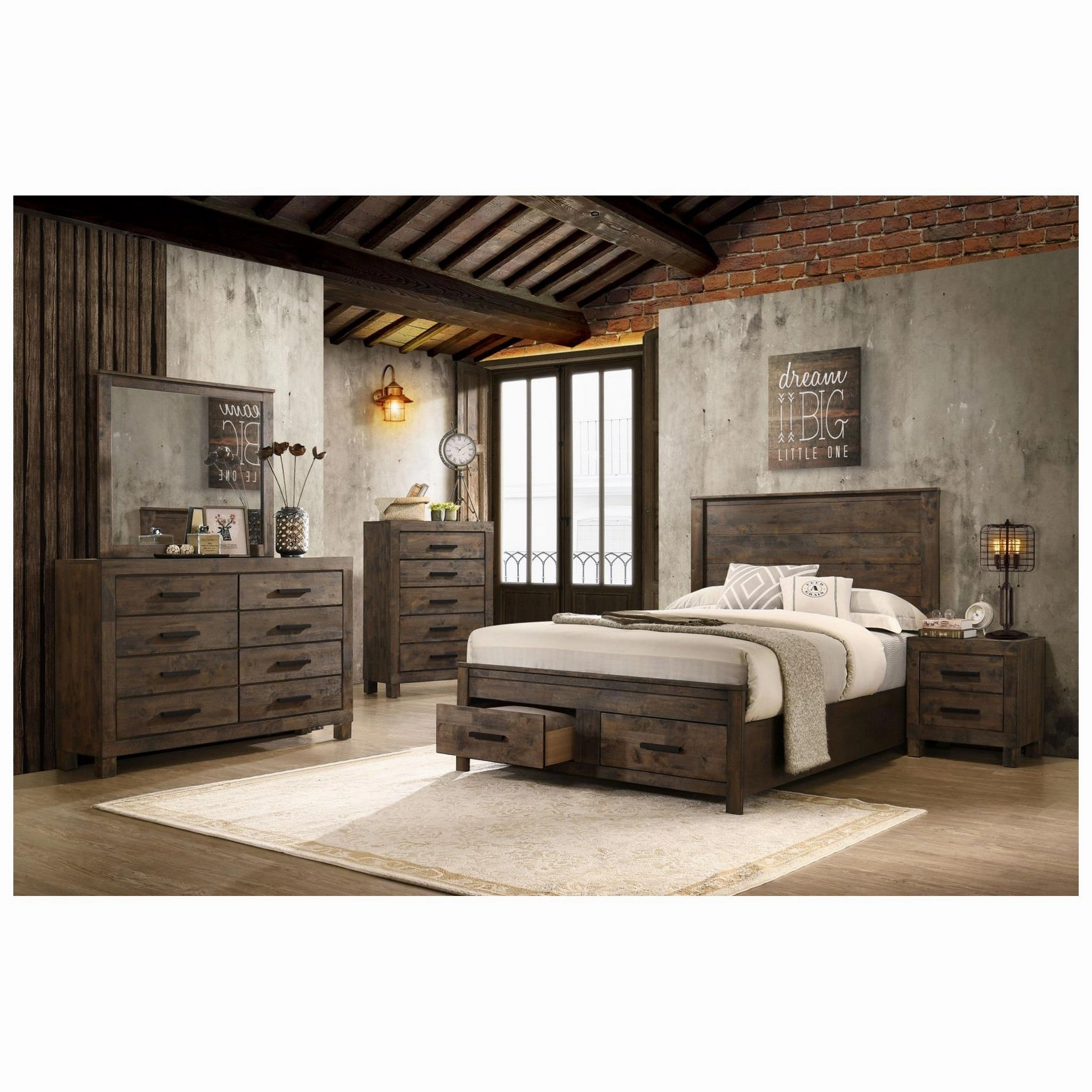 Coaster Woodmont Eastern King Storage Bed Rustic Golden Brown