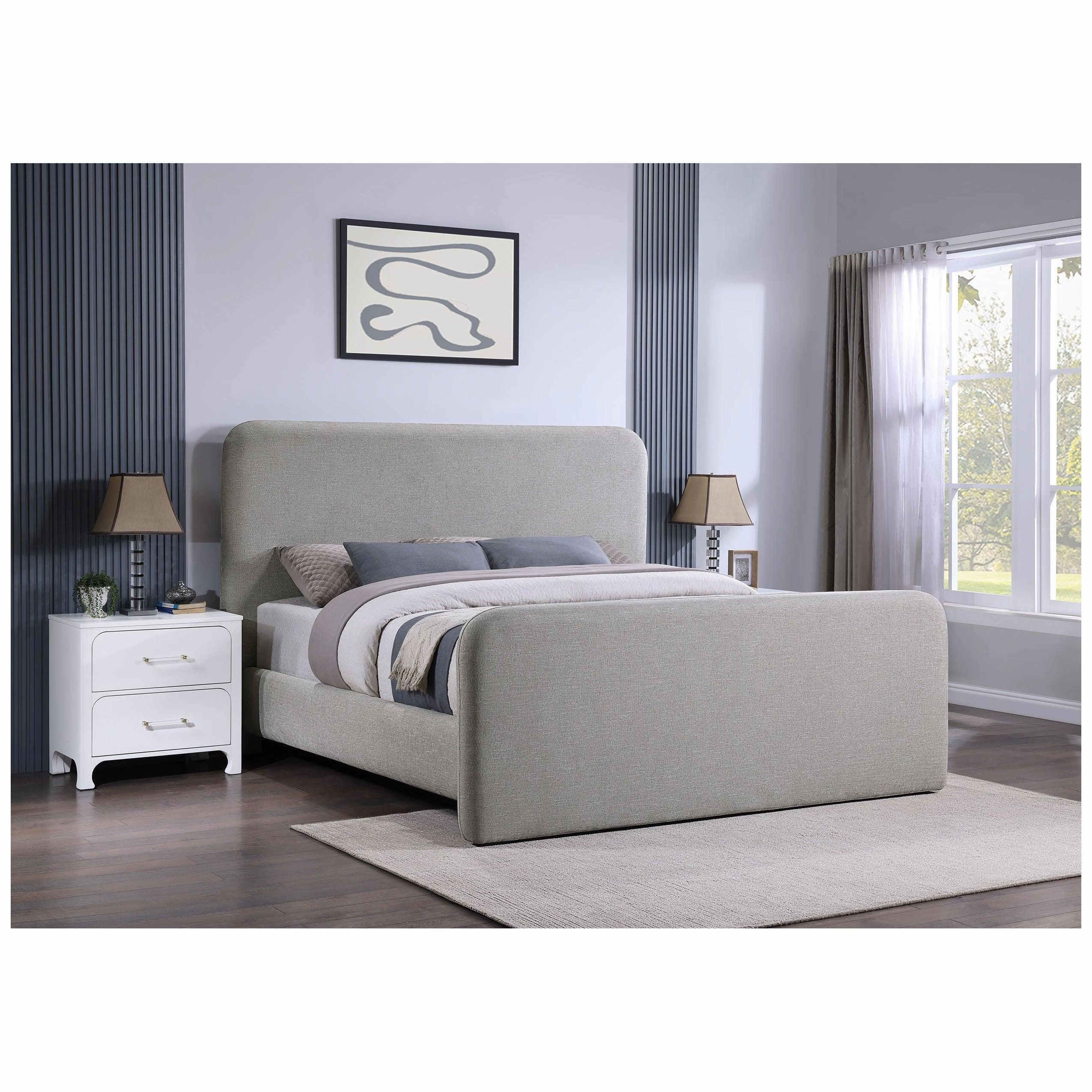 Coaster Wren Upholstered Eastern King Platform Bed Grey