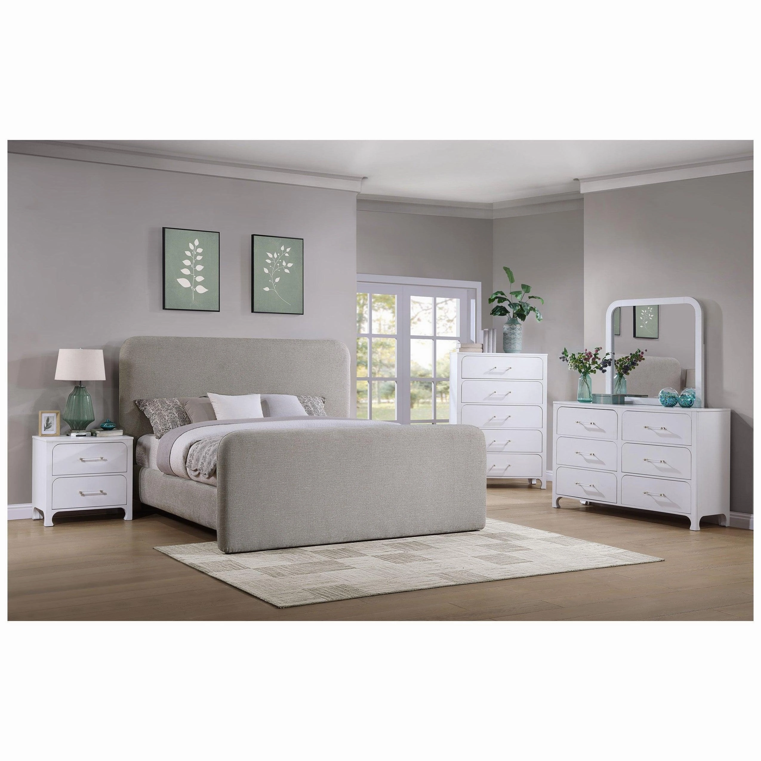 Coaster Wren Upholstered Queen Platform Bed Grey