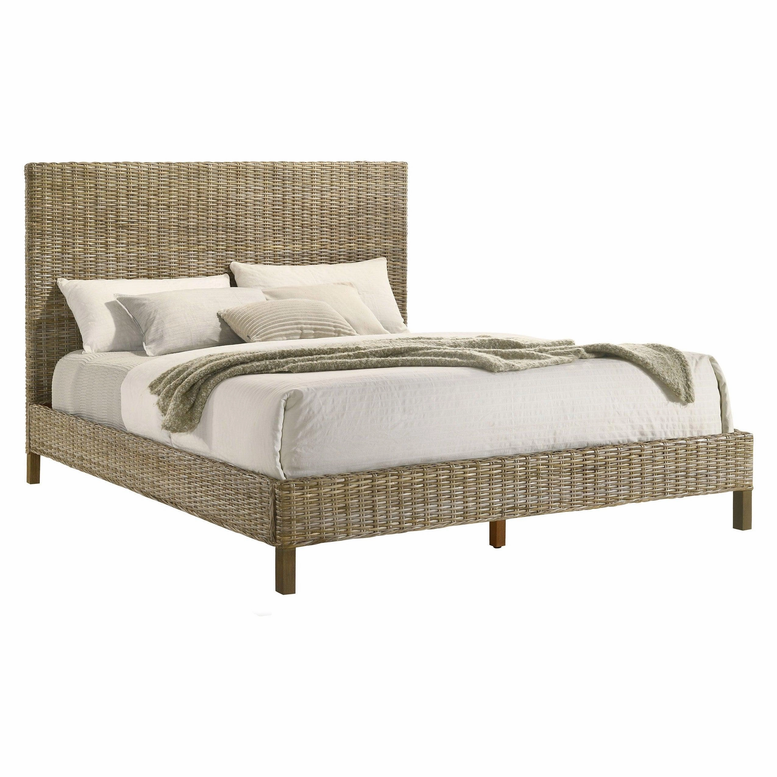 Coaster Zyla Woven Rattan California King Panel Bed Kubu Grey