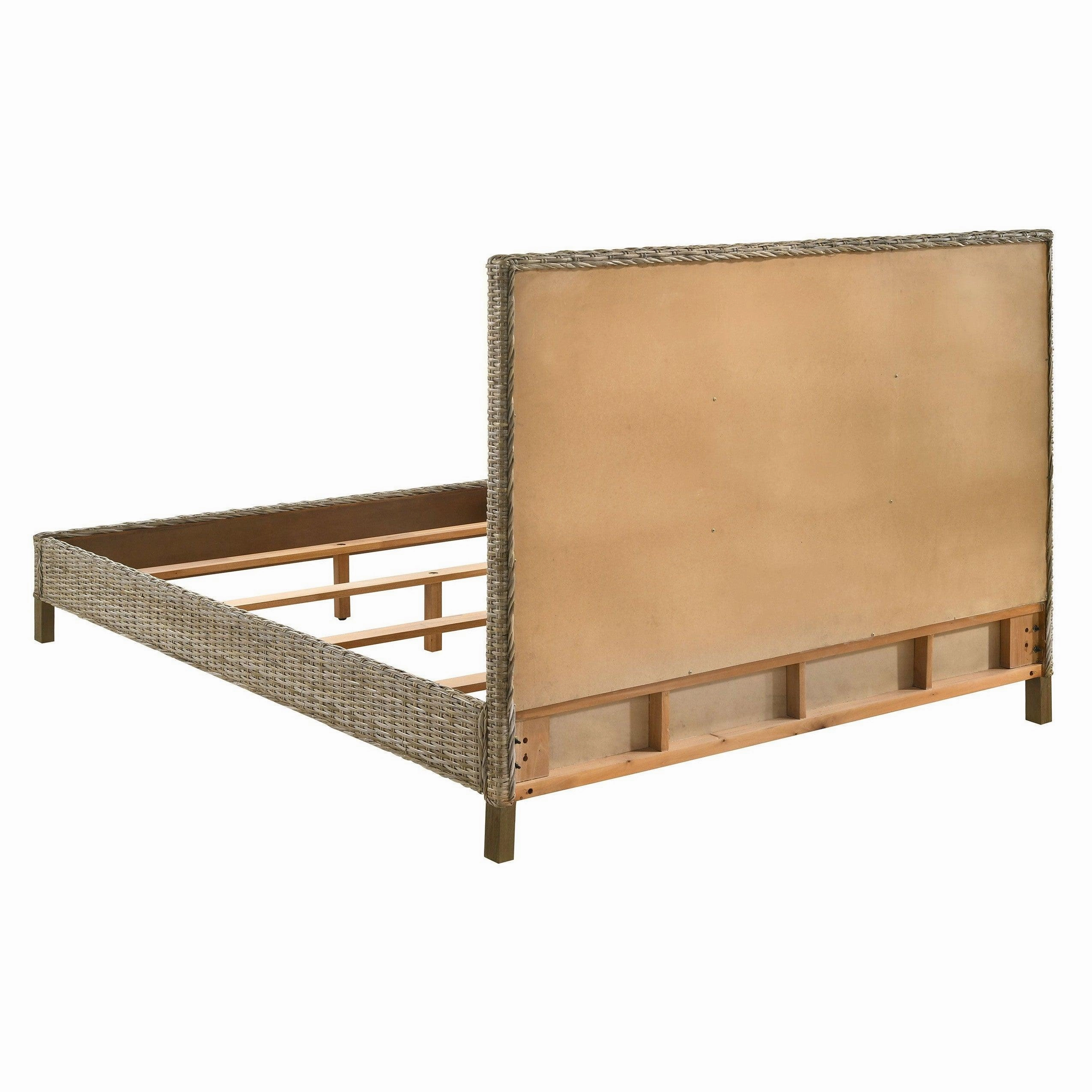 Coaster Zyla Woven Rattan California King Panel Bed Kubu Grey