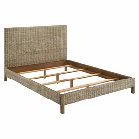 Coaster Zyla Woven Rattan Eastern King Panel Bed Kubu Grey bed frame,bed base,bedroom furniture