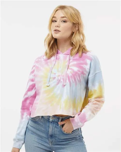 Colortone 8333 Women's Tie-Dyed Crop Hooded Sweatshirt