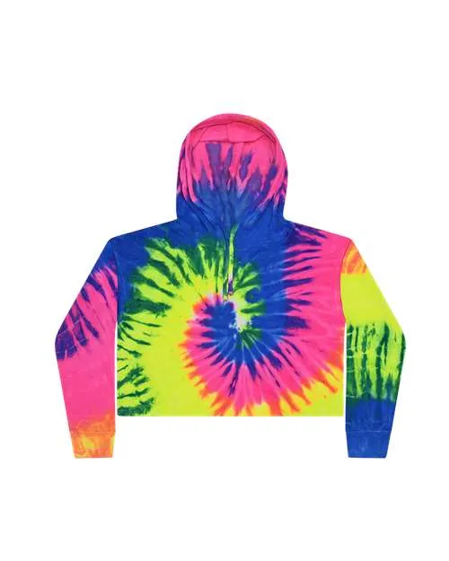 Colortone 8333 Women's Tie-Dyed Crop Hooded Sweatshirt