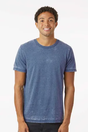 Colortone Mens Acid Wash Burnout Short Sleeve Crewneck T-Shirt - Denim Blue Clothing Colortone