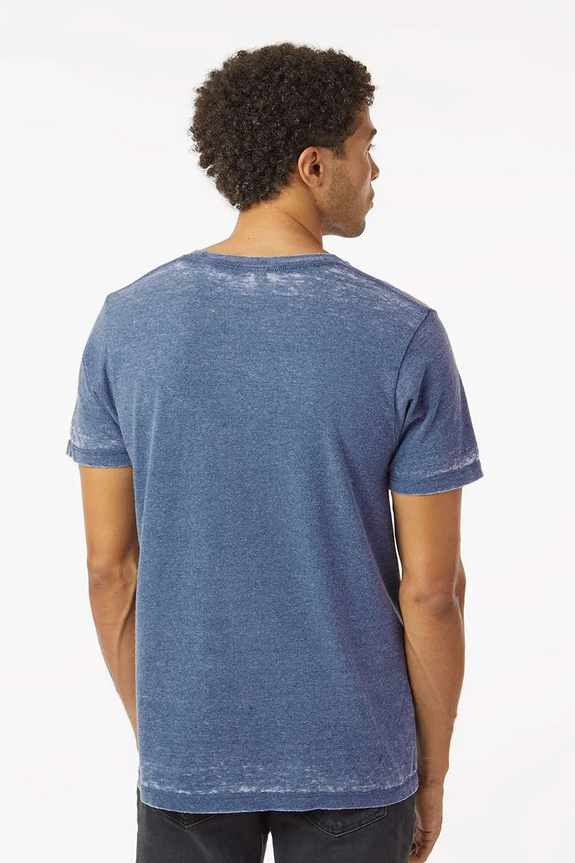 Colortone Mens Acid Wash Burnout Short Sleeve Crewneck T-Shirt - Denim Blue Clothing Colortone