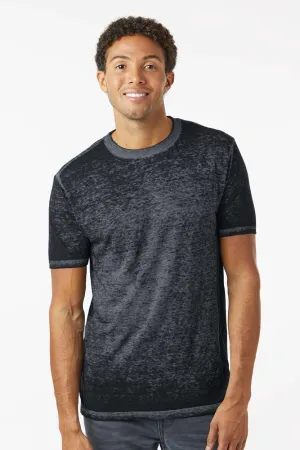 Colortone Mens Acid Wash Burnout Short Sleeve Crewneck T-Shirt - Twilight Black Clothing Colortone
