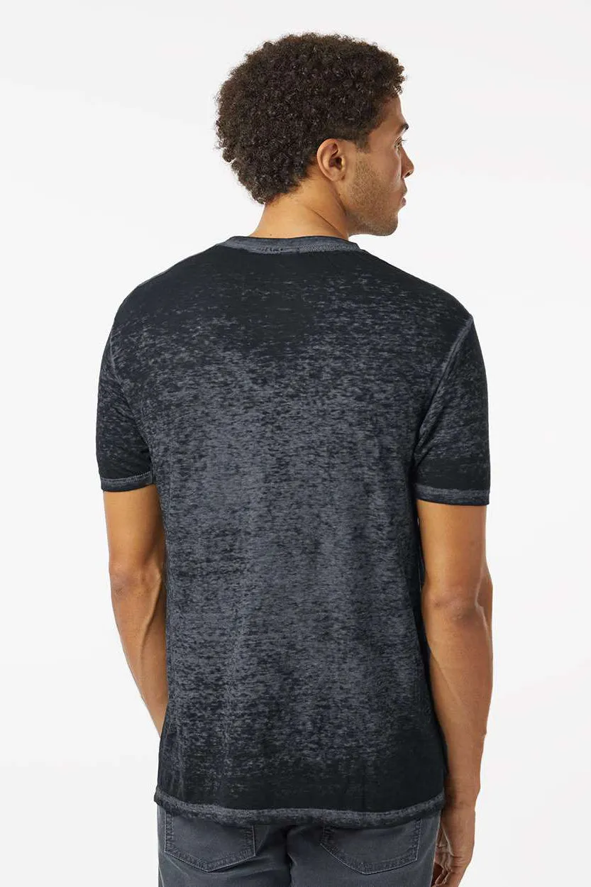 Colortone Mens Acid Wash Burnout Short Sleeve Crewneck T-Shirt - Twilight Black Clothing Colortone