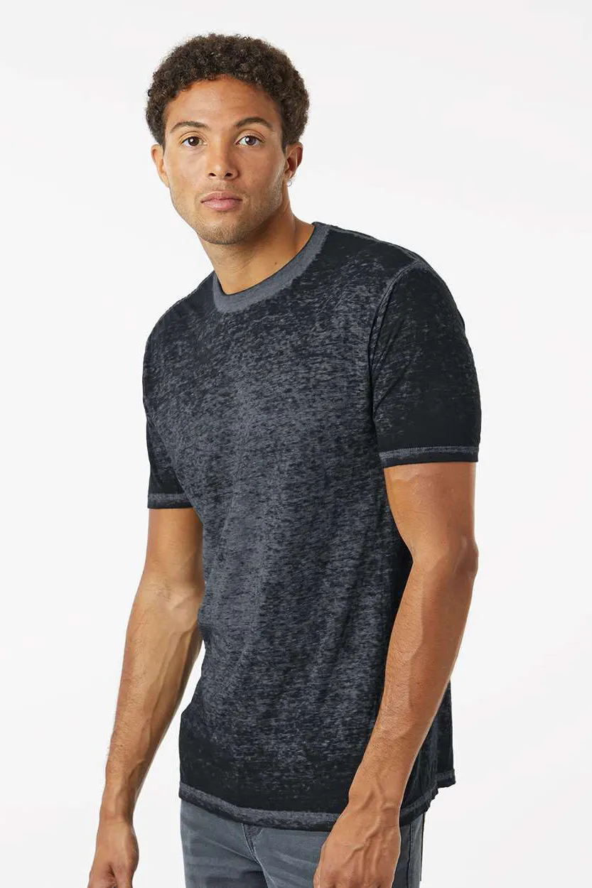 Colortone Mens Acid Wash Burnout Short Sleeve Crewneck T-Shirt - Twilight Black Clothing Colortone