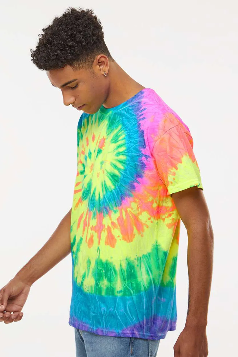 Colortone Mens Short Sleeve Crewneck T-Shirt - Neon Rainbow Clothing Colortone