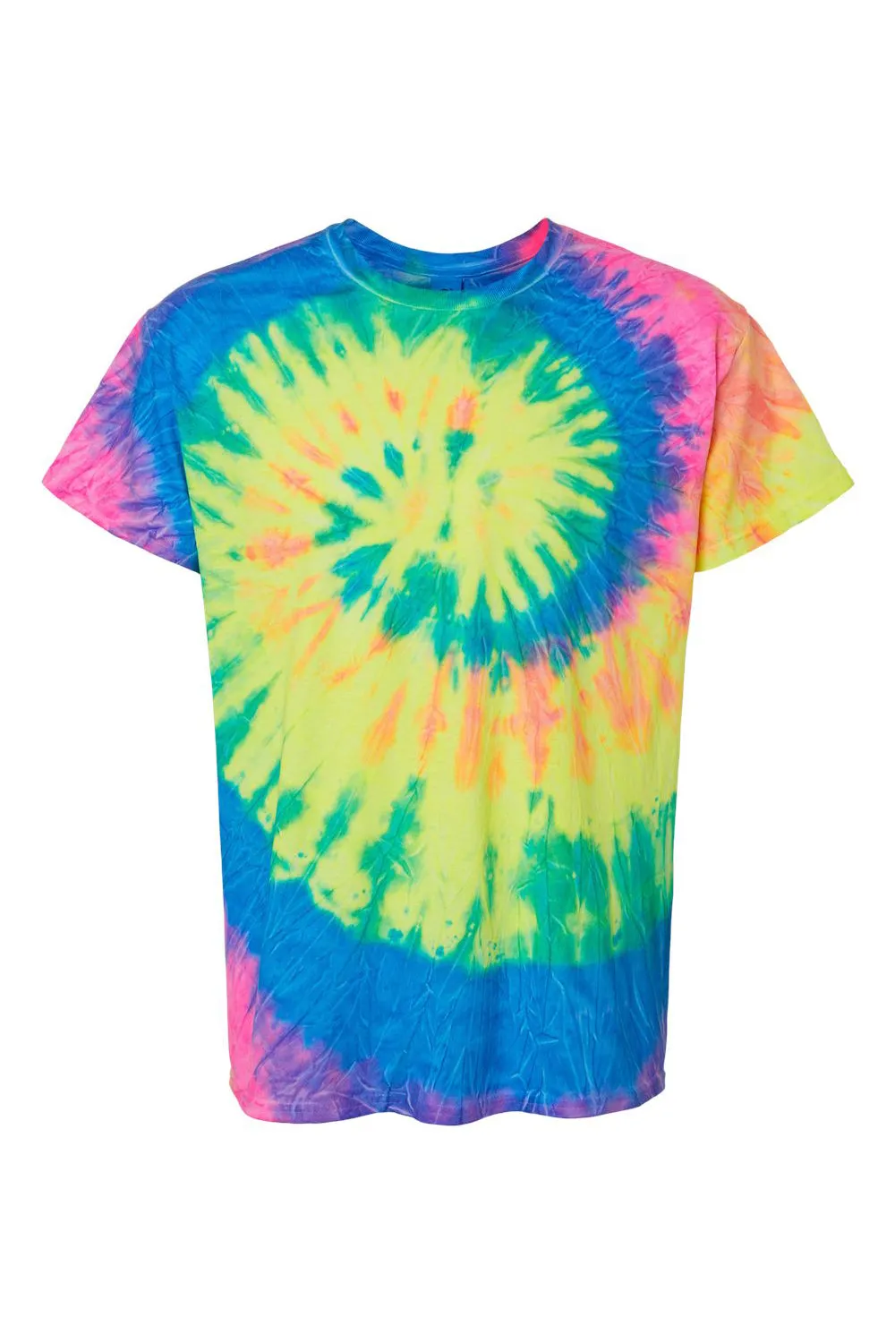 Colortone Mens Short Sleeve Crewneck T-Shirt - Neon Rainbow Clothing Colortone