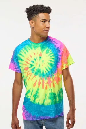 Colortone Mens Short Sleeve Crewneck T-Shirt - Neon Rainbow Clothing Colortone