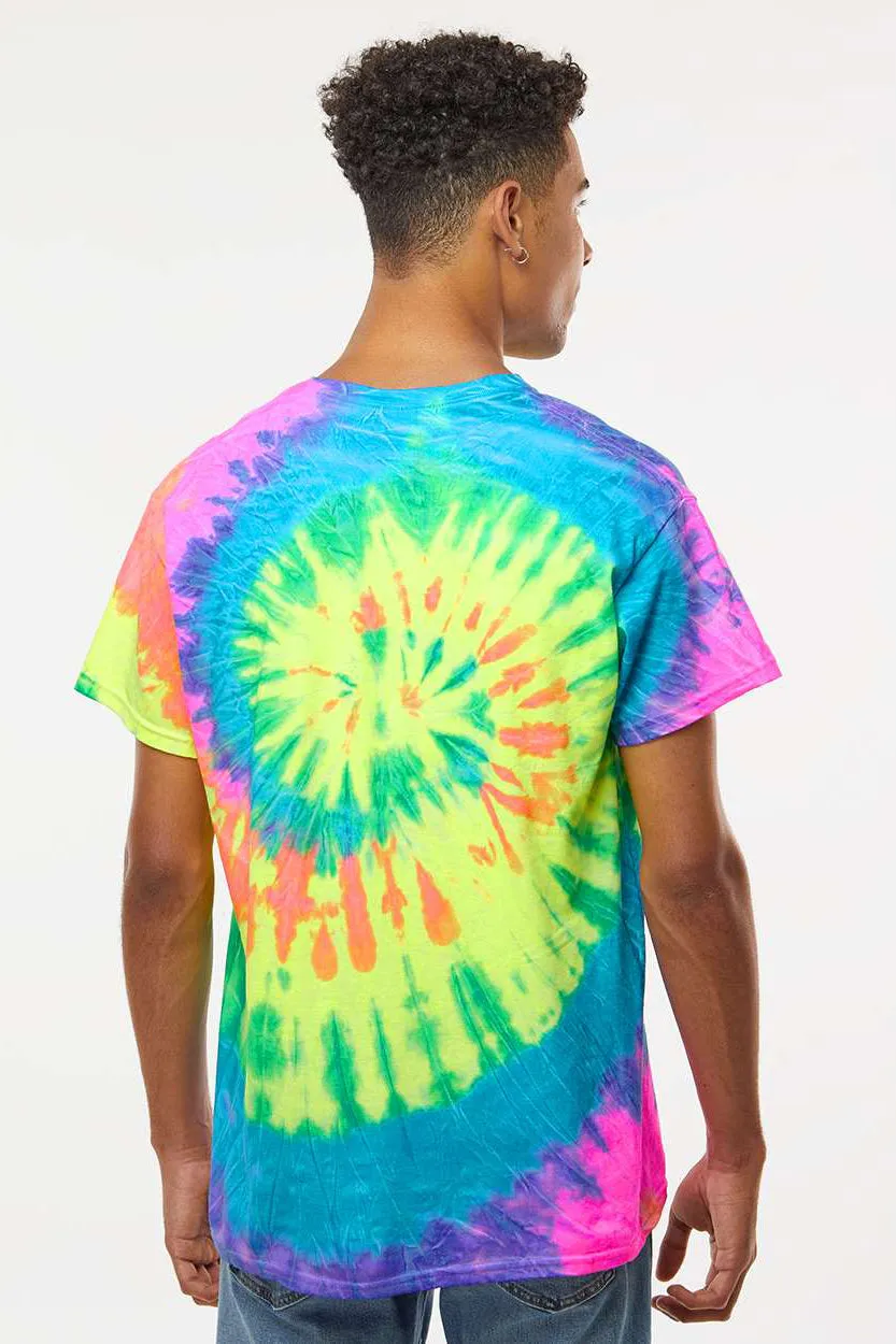 Colortone Mens Short Sleeve Crewneck T-Shirt - Neon Rainbow Clothing Colortone