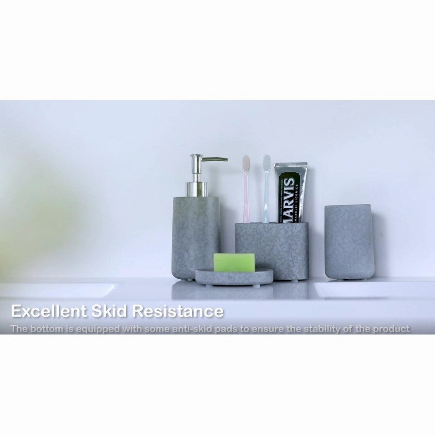 Concrete terrazzo Bath Accessory Set,White Sandstone Color
