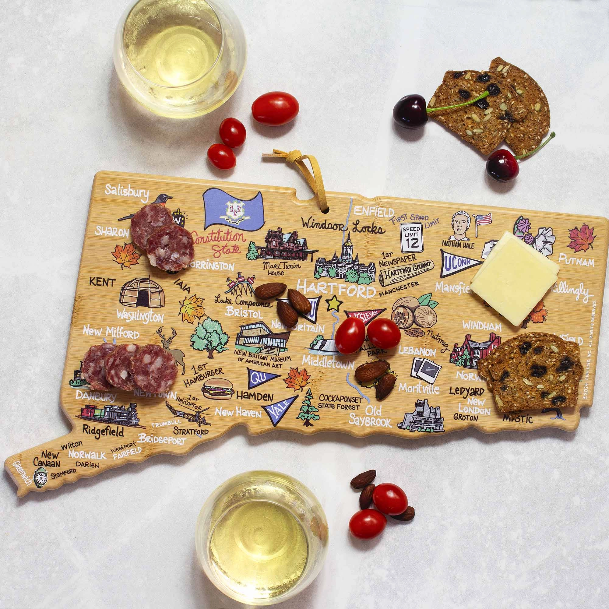 Connecticut Cutting Board with Artwork by Fish Kiss