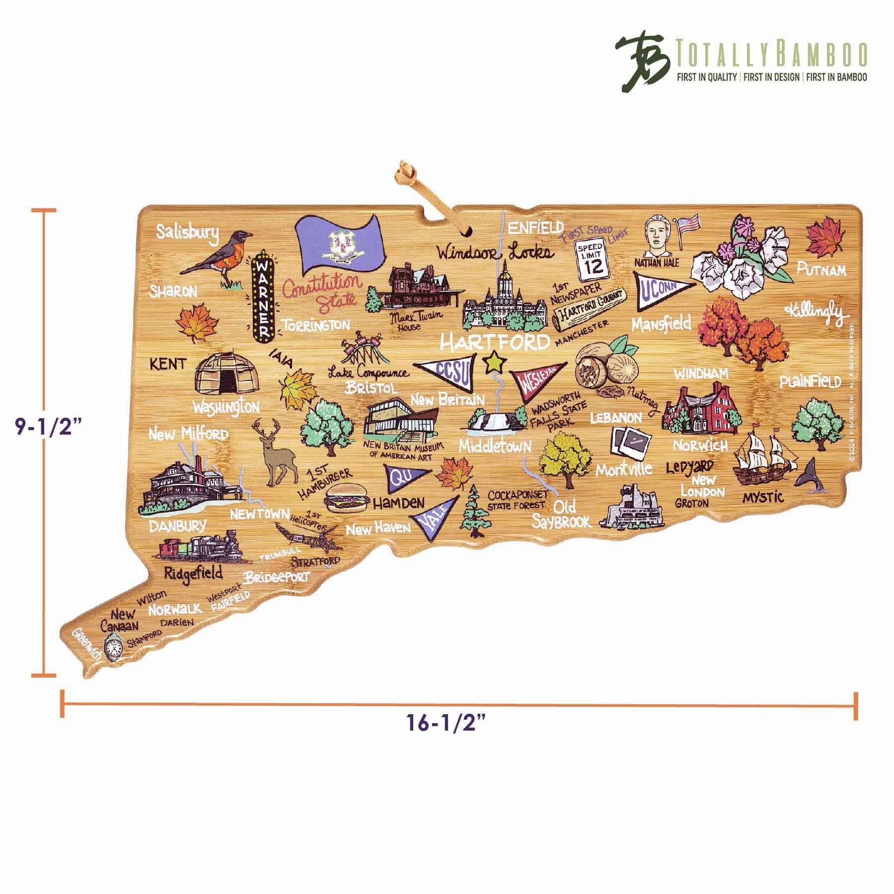 Connecticut Cutting Board with Artwork by Fish Kiss