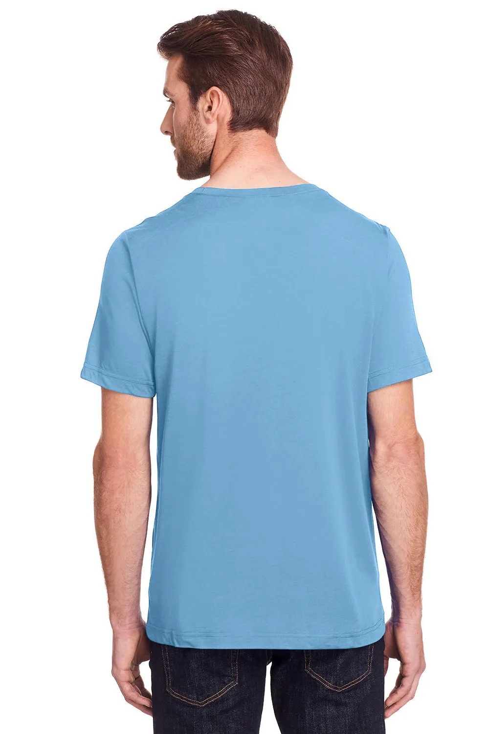 Core 365 Mens Fusion ChromaSoft Performance Moisture Wicking Short Sleeve Crewneck T-Shirt - Columbia Blue  Perfect Clothing Core-365