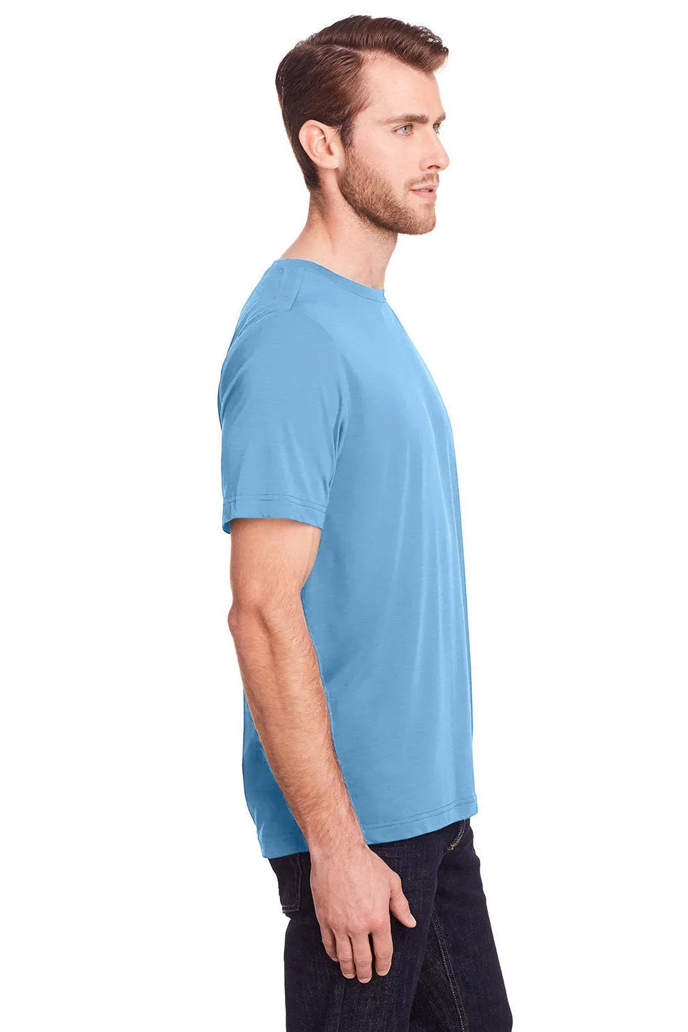 Core 365 Mens Fusion ChromaSoft Performance Moisture Wicking Short Sleeve Crewneck T-Shirt - Columbia Blue  Perfect Clothing Core-365