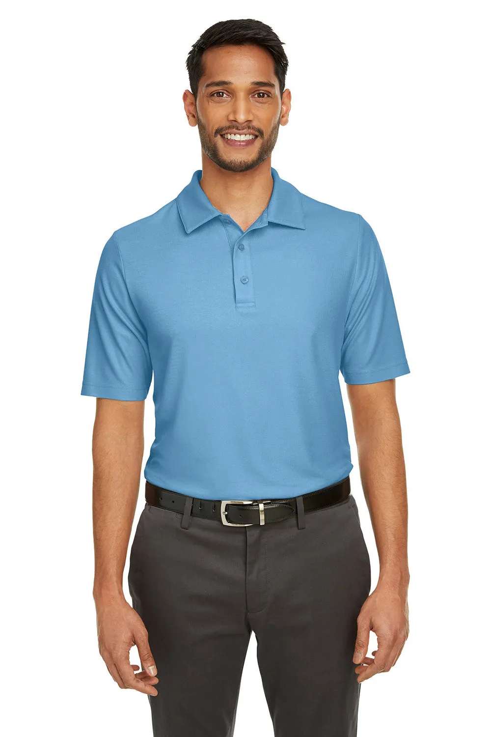 Core 365 Mens Fusion ChromaSoft Performance Moisture Wicking Short Sleeve Polo Shirt - Columbia Blue  Perfect Clothing Core-365