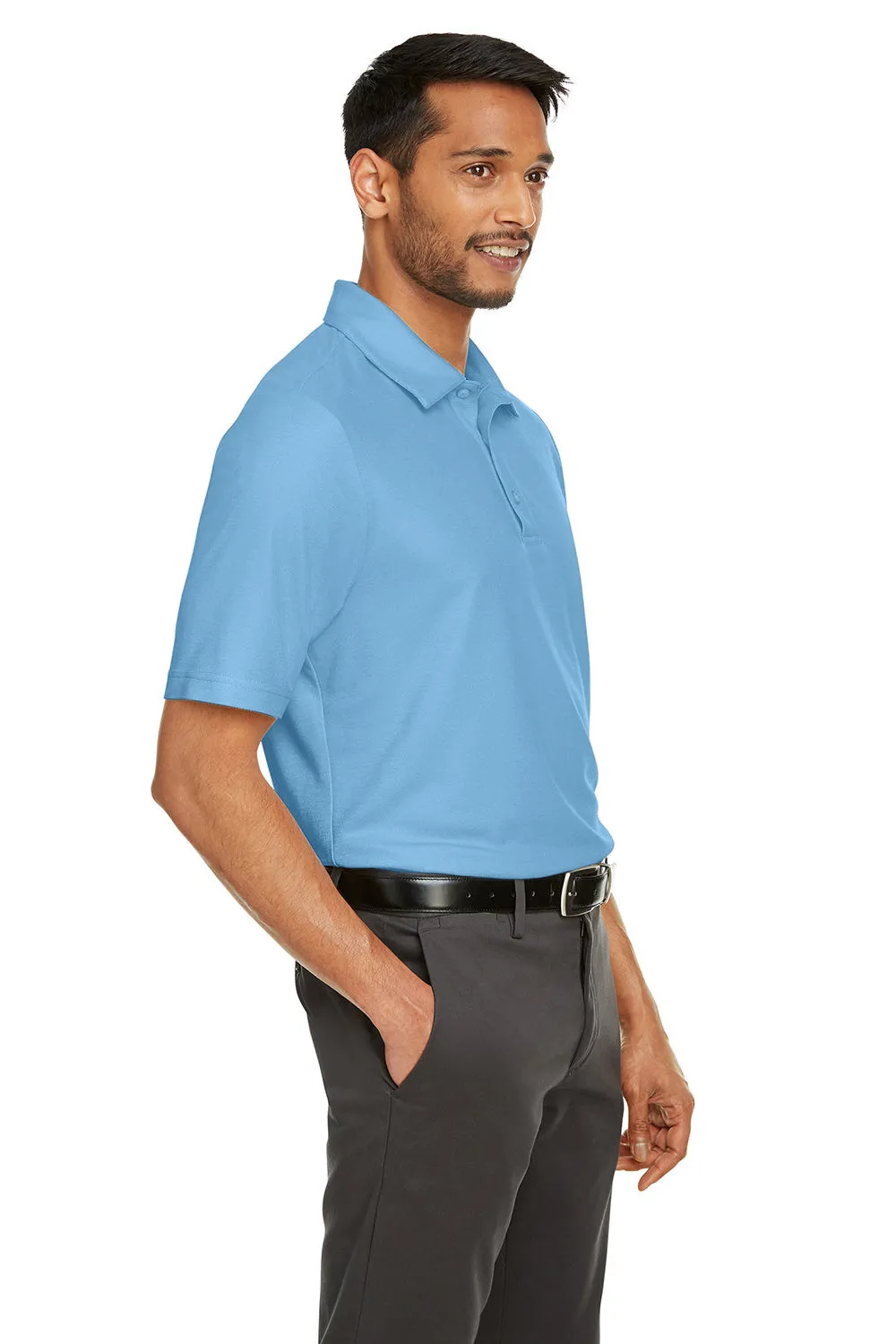 Core 365 Mens Fusion ChromaSoft Performance Moisture Wicking Short Sleeve Polo Shirt - Columbia Blue  Perfect Clothing Core-365
