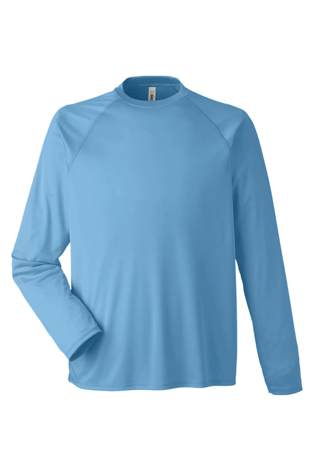 Core 365 Mens Ultra MVP Raglan Moisture Wicking Long Sleeve Crewneck T-Shirt - Columbia Blue  Perfect Clothing Core-365